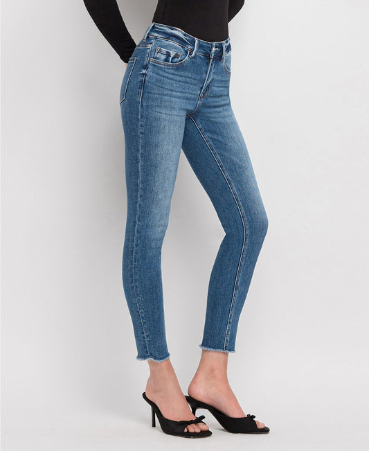 Vervet | Amber Mid Rise Raw Hem Crop Skinny Jeans