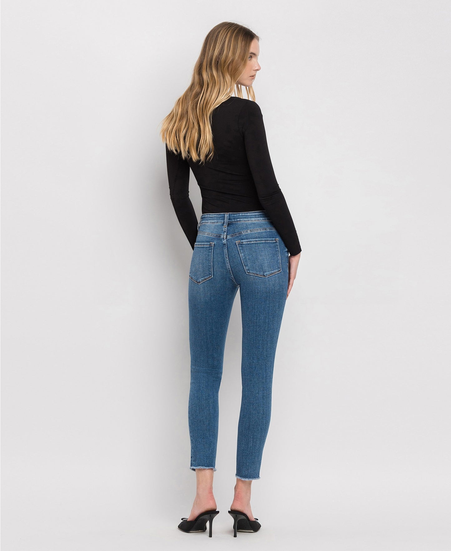 Vervet | Amber Mid Rise Raw Hem Crop Skinny Jeans