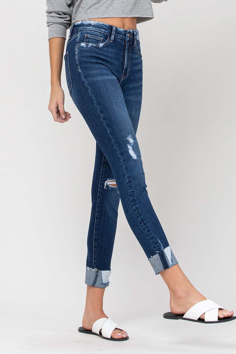 Vervet | Haylie High Rise Distressed Raw Crop Skinny Jeans