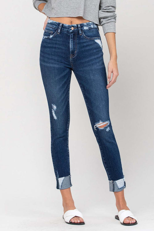 Vervet | Haylie High Rise Distressed Raw Crop Skinny Jeans