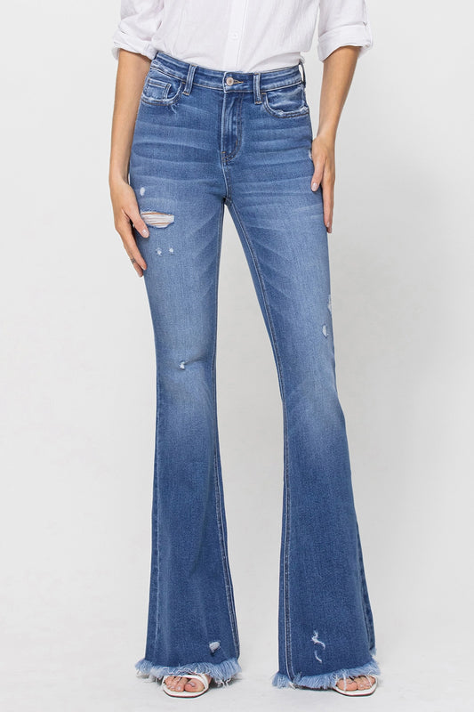 Vervet | Bella High Rise Super Flare with Frayed Hem Jeans