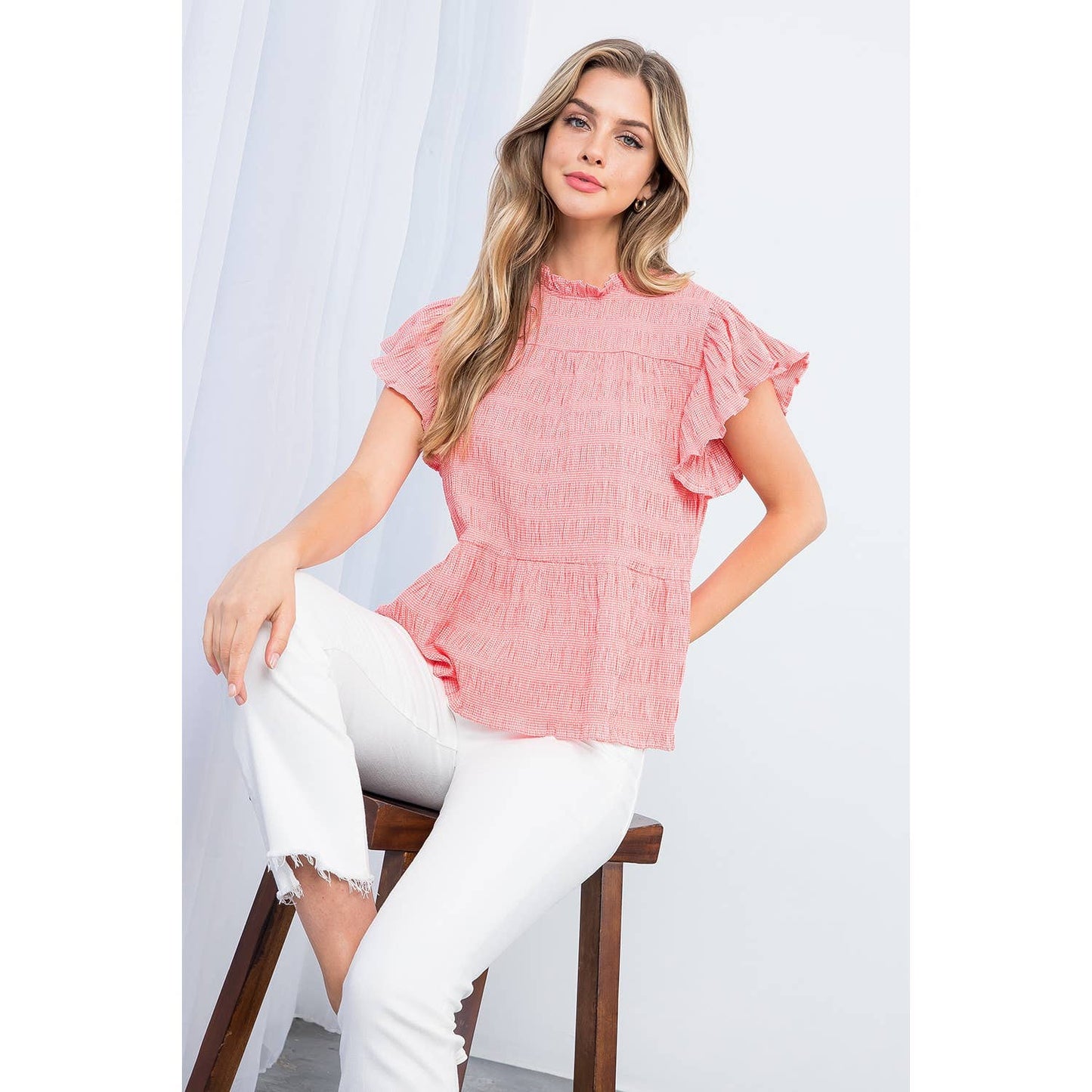 Smocked Gingham Top