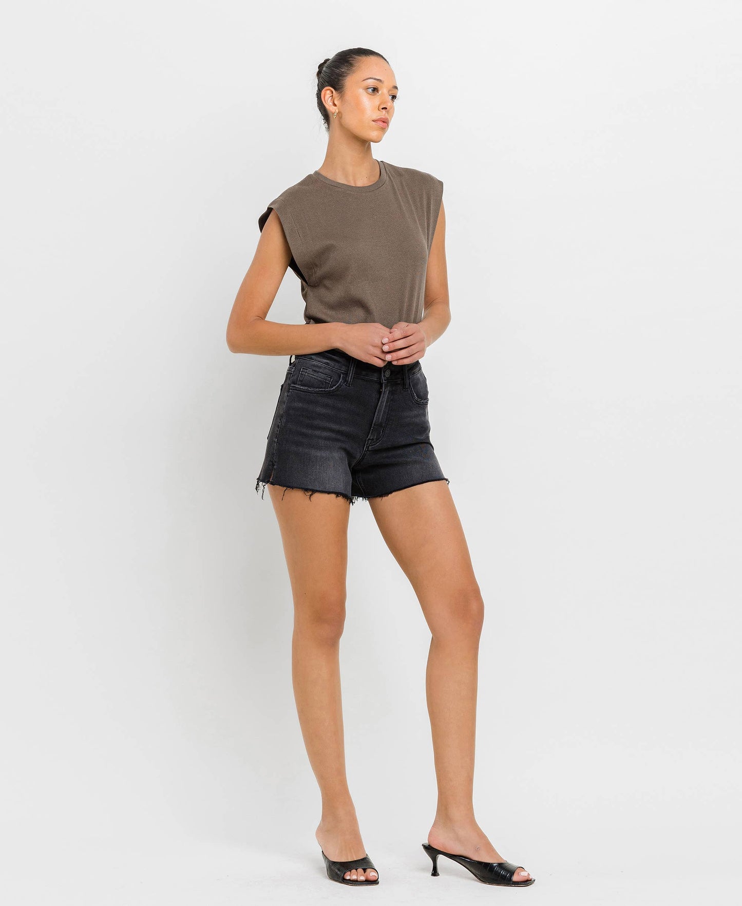 Vervet | High Rise Side Slit A Line Shorts