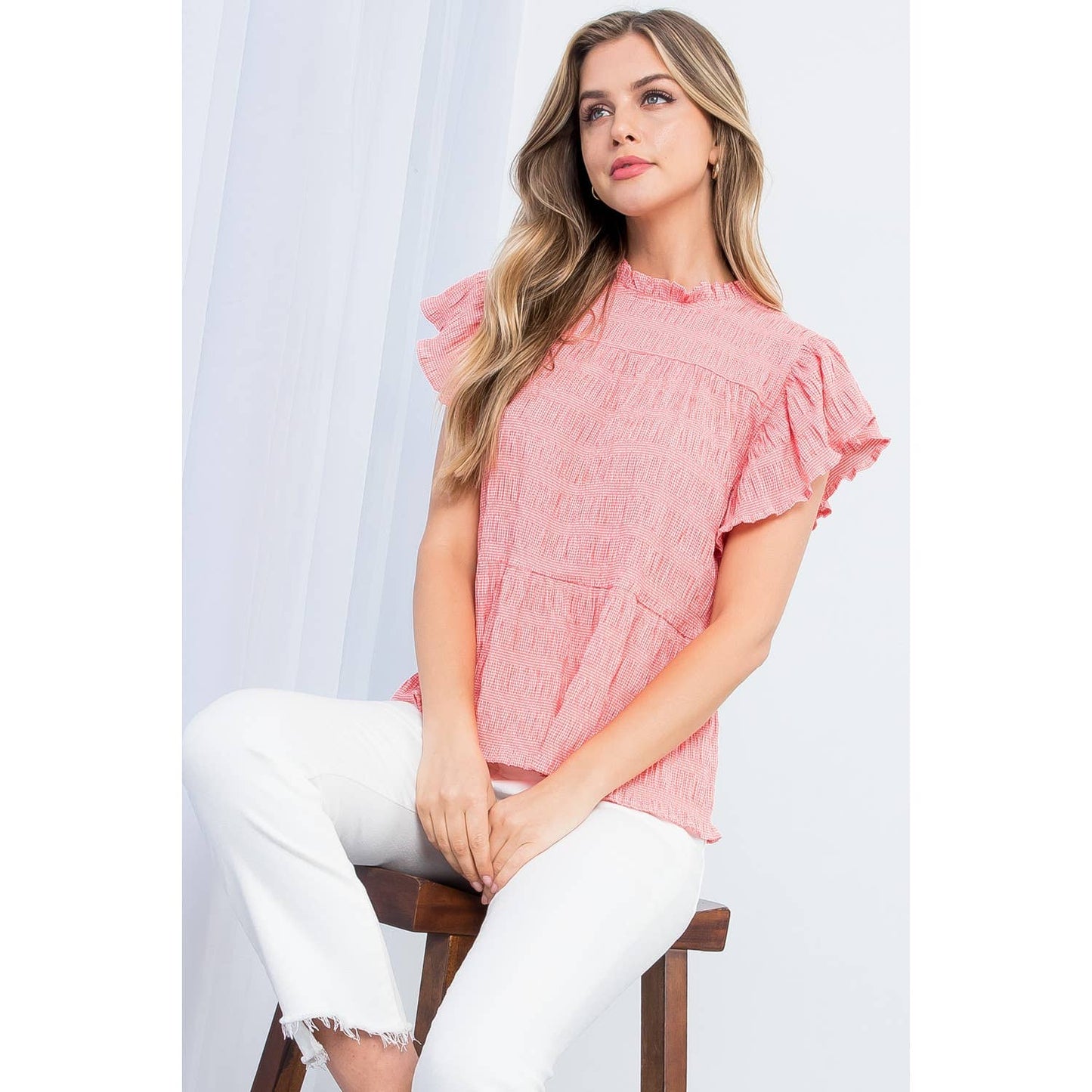 Smocked Gingham Top