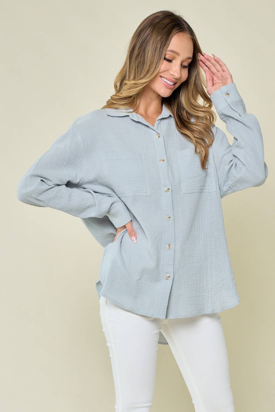 Oversized Gauze Button Down Shirt