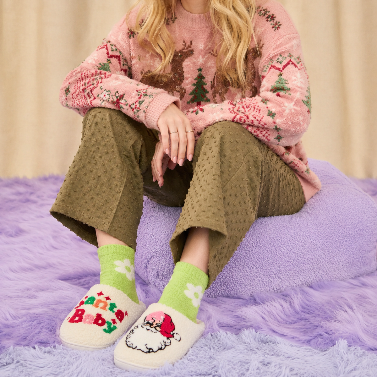 Sherpa Santa Baby Slippers