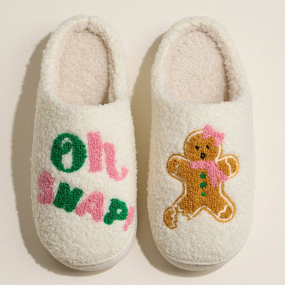 Oh Snap Gingerbread Sherpa Slippers