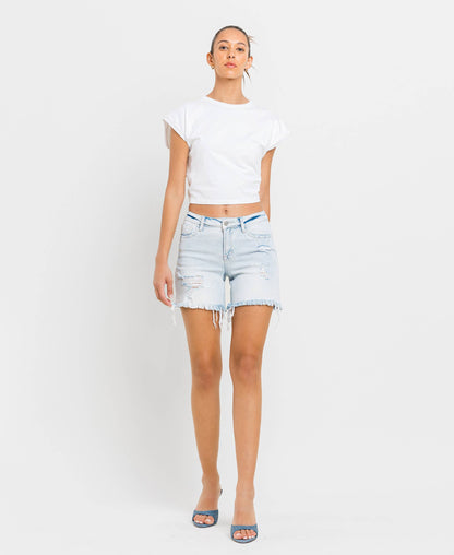 Vervet | Mid Rise Distressed Stretch Shorts