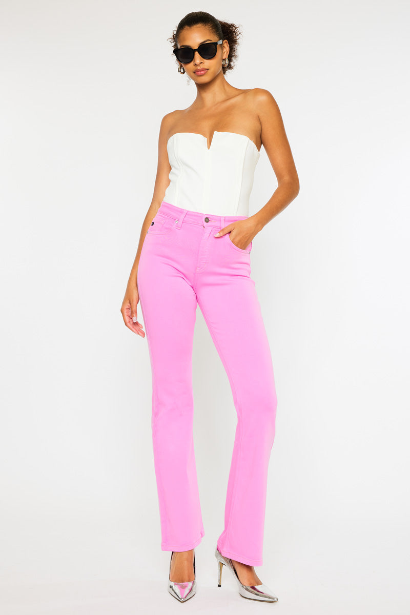 Kancan | High Rise Pink Bootcut Jeans