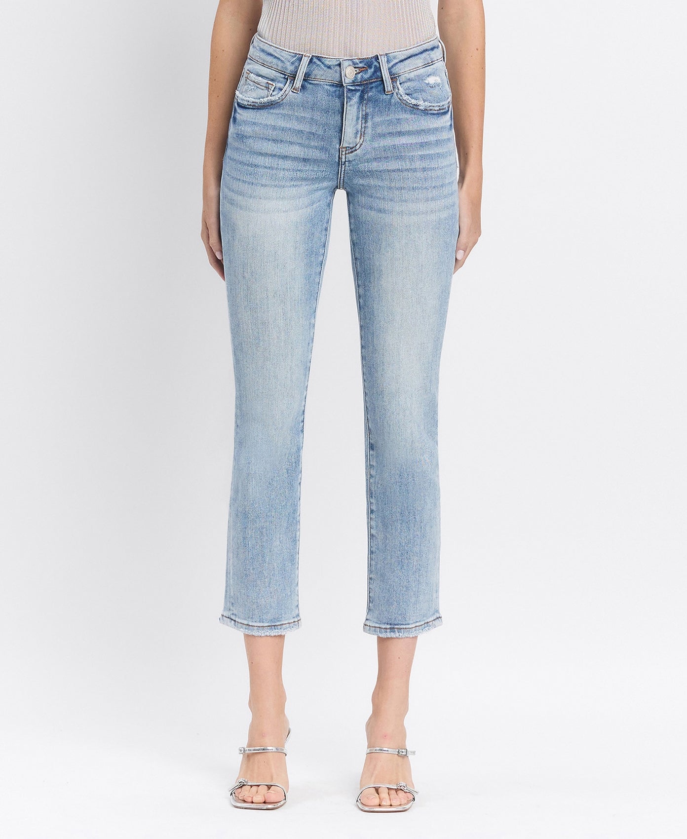 Lovervet | Mid Rise Crop Slim Straight Jeans