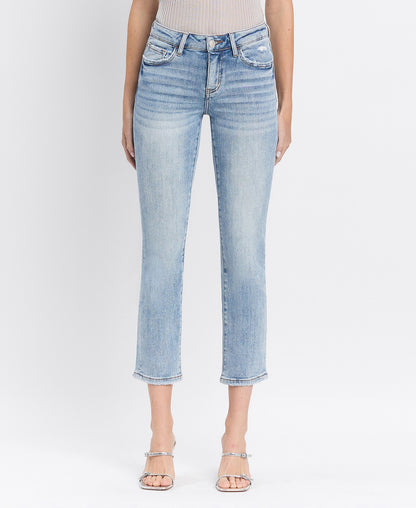 Lovervet | Mid Rise Crop Slim Straight Jeans
