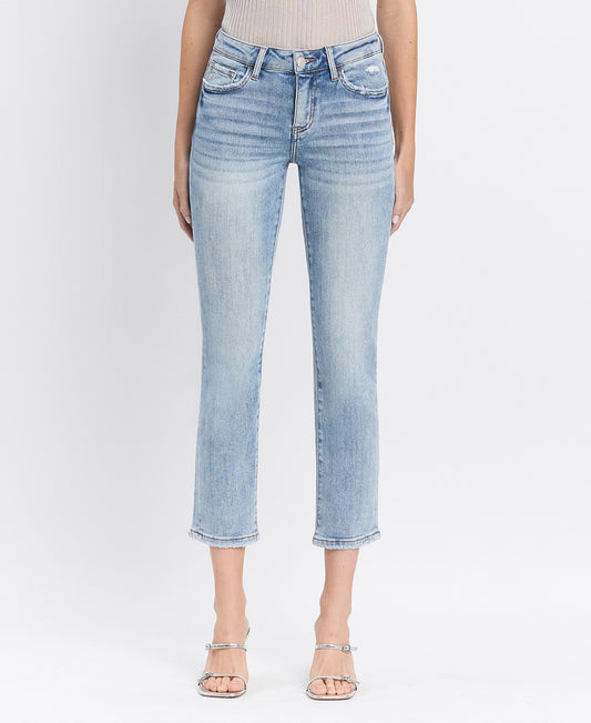 Lovervet | Mid Rise Crop Slim Straight Jeans