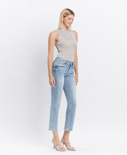 Lovervet | Mid Rise Crop Slim Straight Jeans