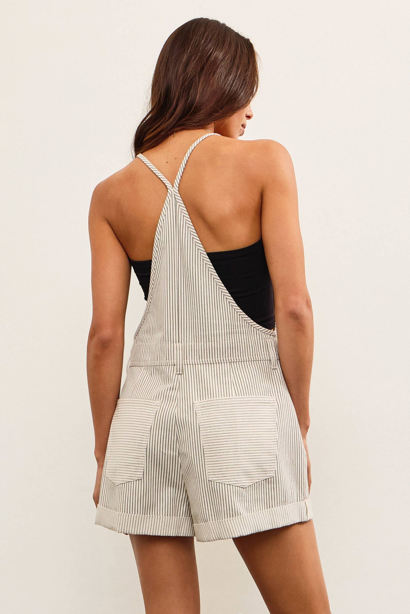 Button Closure Striped Romper