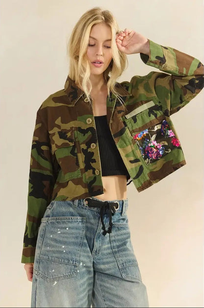 Camo in Bloom Sequin Jacket