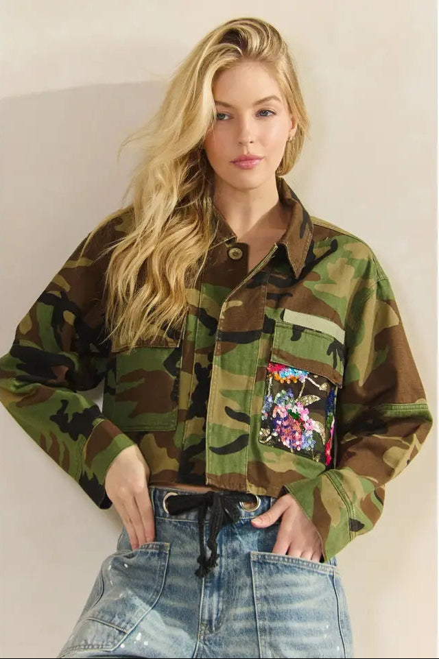 Camo in Bloom Sequin Jacket
