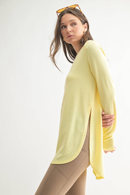 Mono B | Long Sleeve Flow Top with Side Slit
