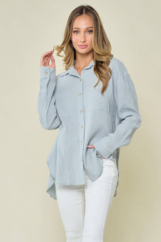 Oversized Gauze Button Down Shirt