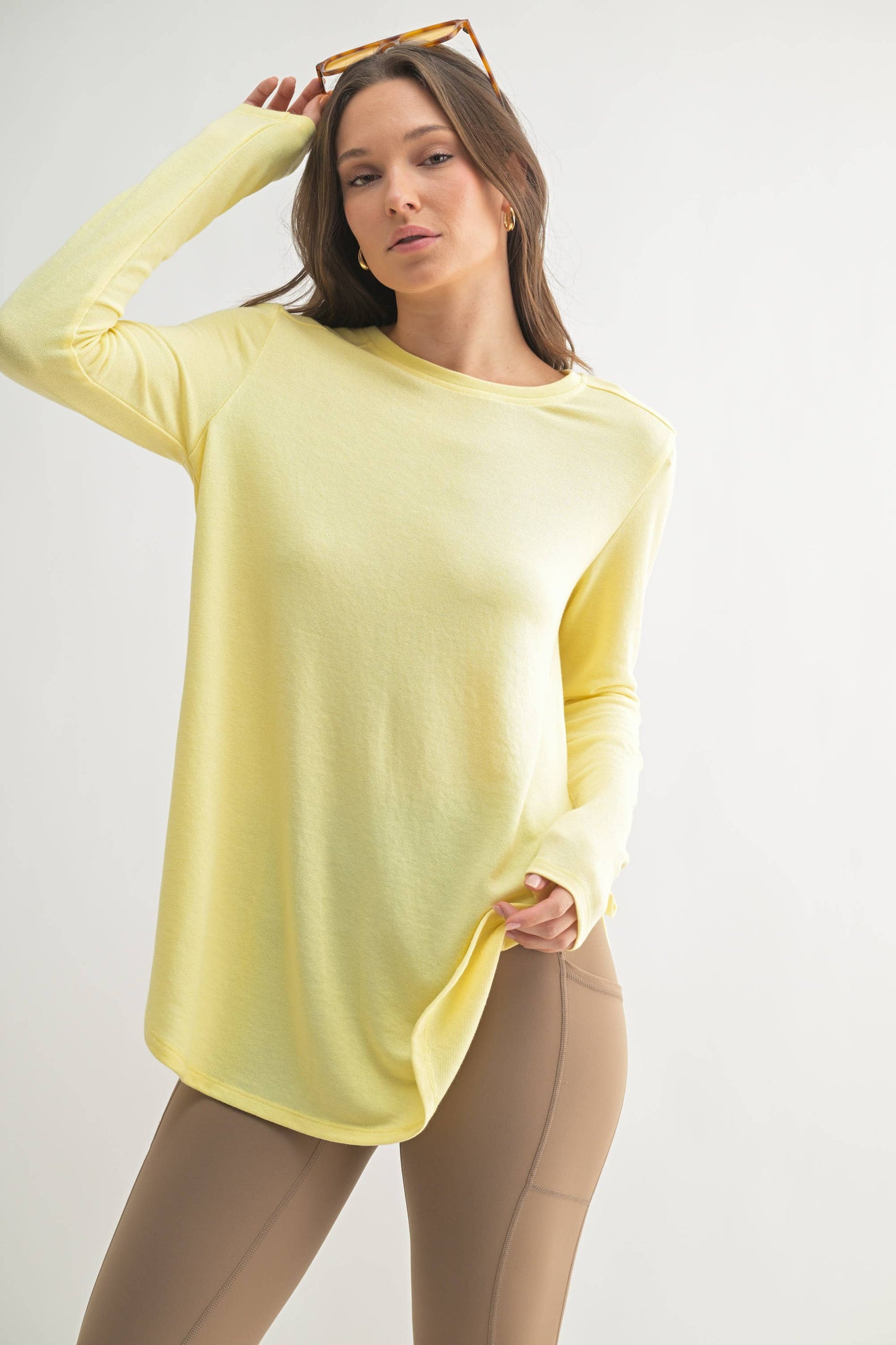 Mono B | Long Sleeve Flow Top with Side Slit