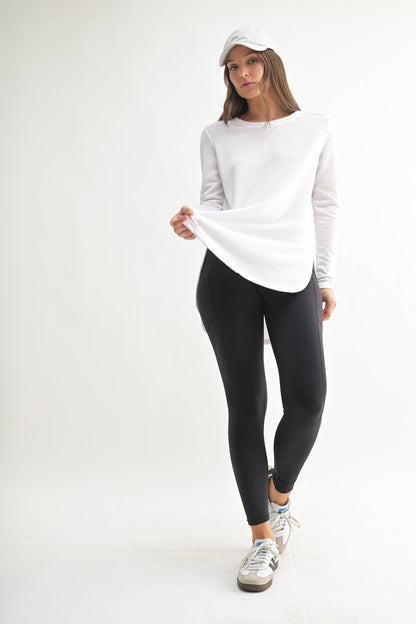 Mono B | Long Sleeve Flow Top with Side Slit