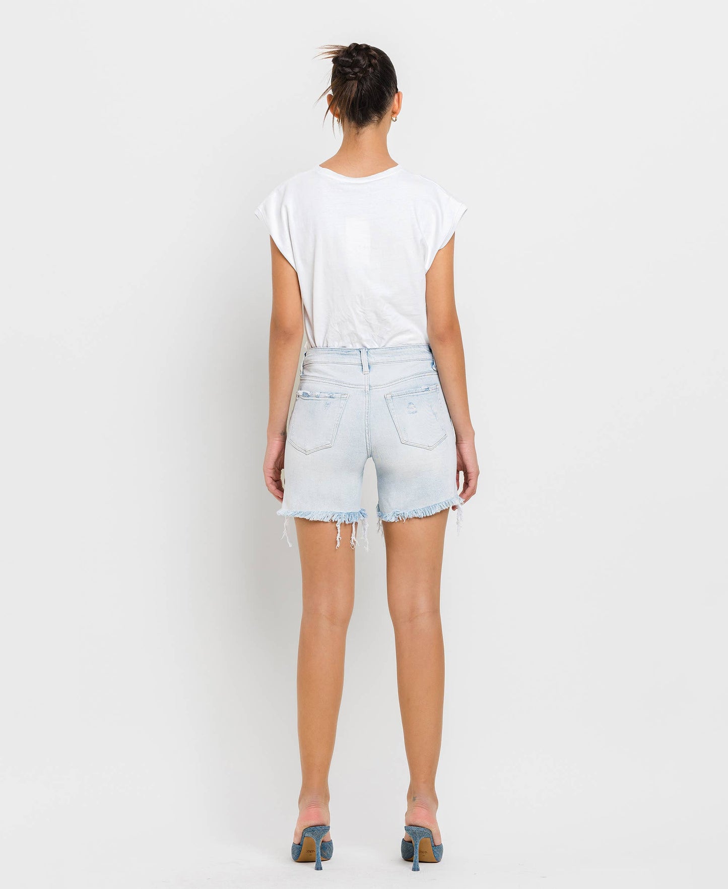 Vervet | Mid Rise Distressed Stretch Shorts