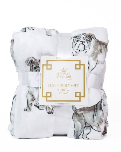 Sunday Snooze Bulldog Throw Blanket