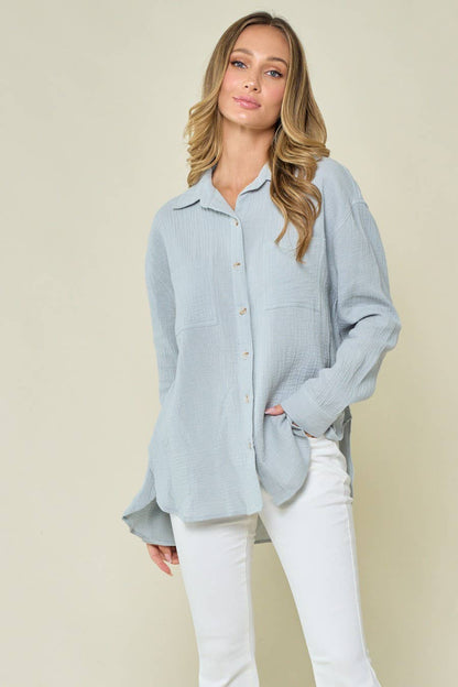Oversized Gauze Button Down Shirt