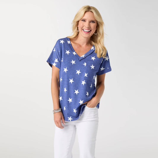 Soft Stars V-Neck Top
