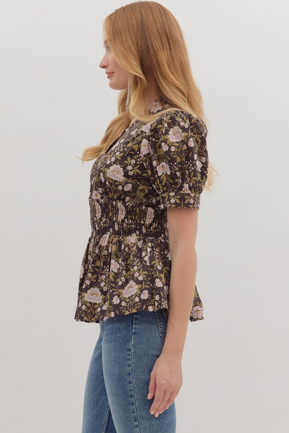 Entro | Floral Zipper Peplum Top