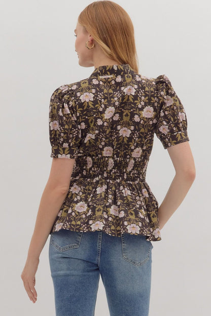 Entro | Floral Zipper Peplum Top