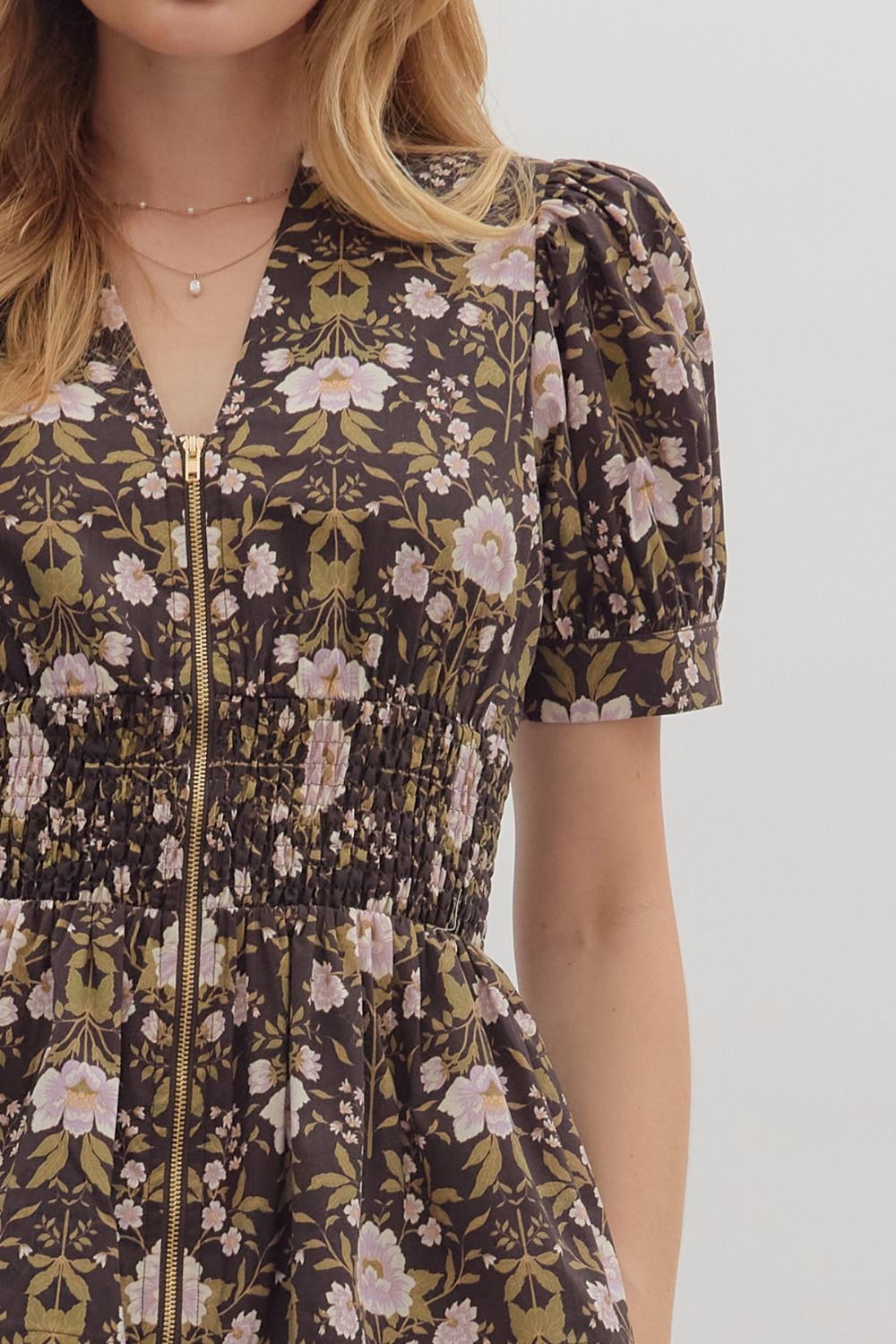 Entro | Floral Zipper Peplum Top