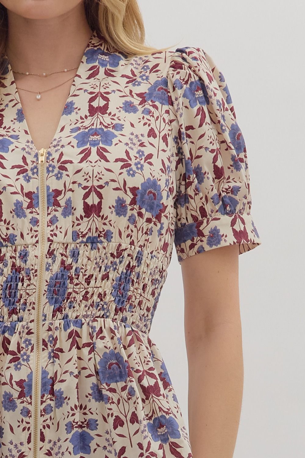 Entro | Floral Zipper Peplum Top