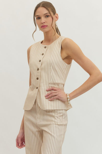 Entro | Striped Button Vest