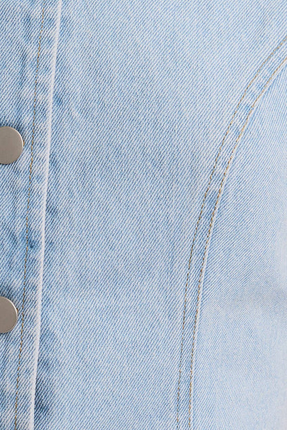 Button Front Sleeveless Denim Top