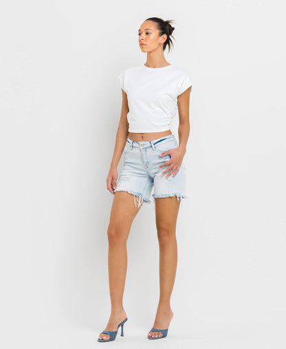 Vervet | Mid Rise Distressed Stretch Shorts