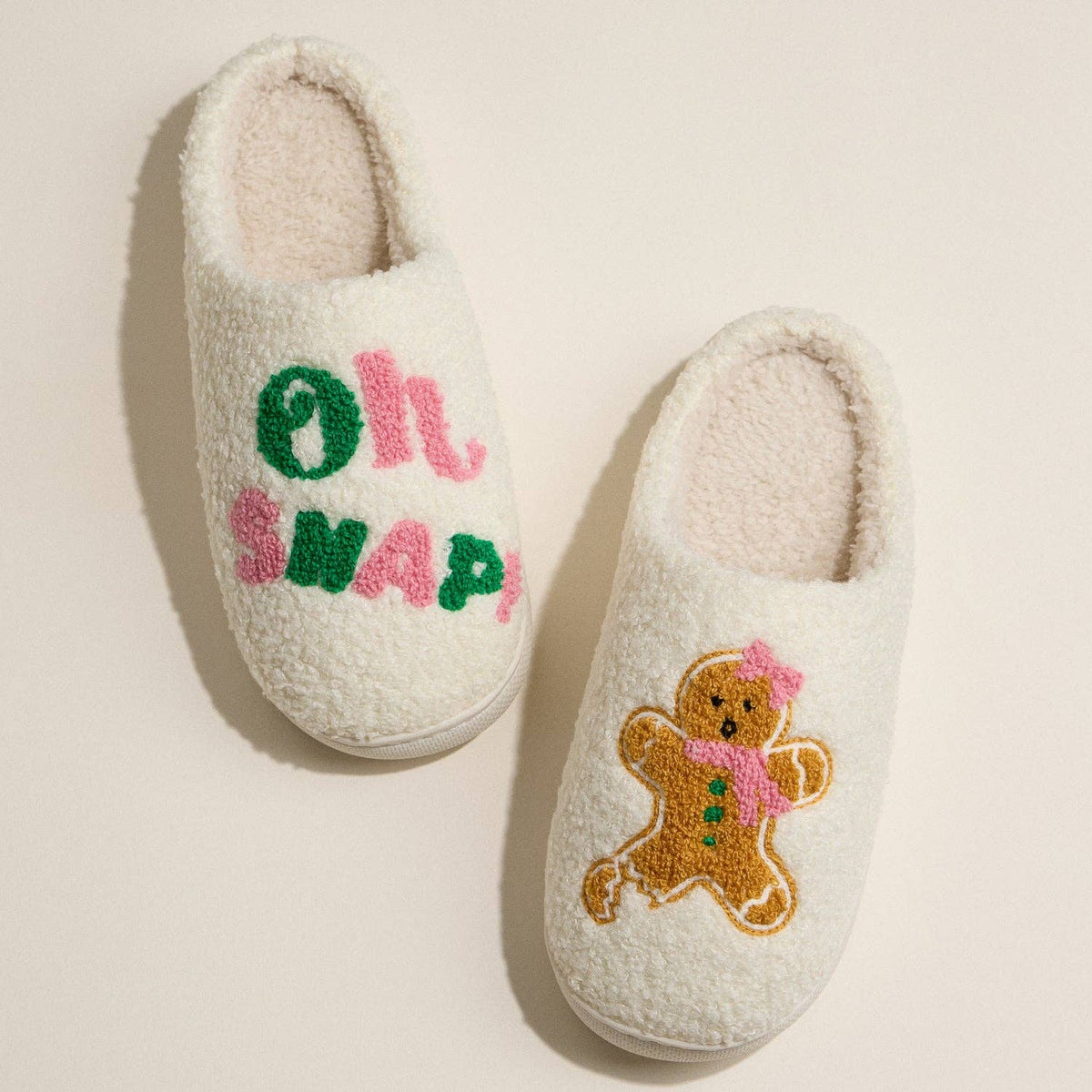 Oh Snap Gingerbread Sherpa Slippers