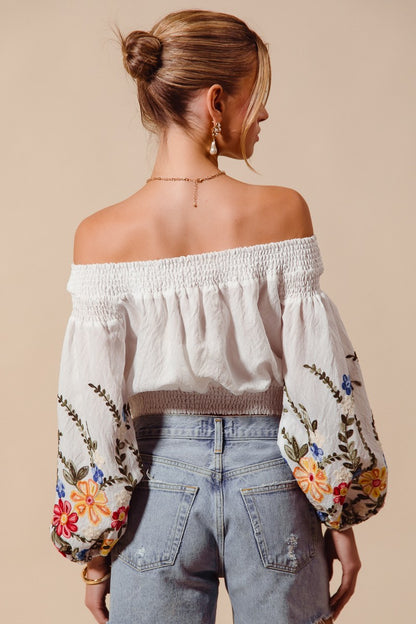Embroidered Floral Crop Top