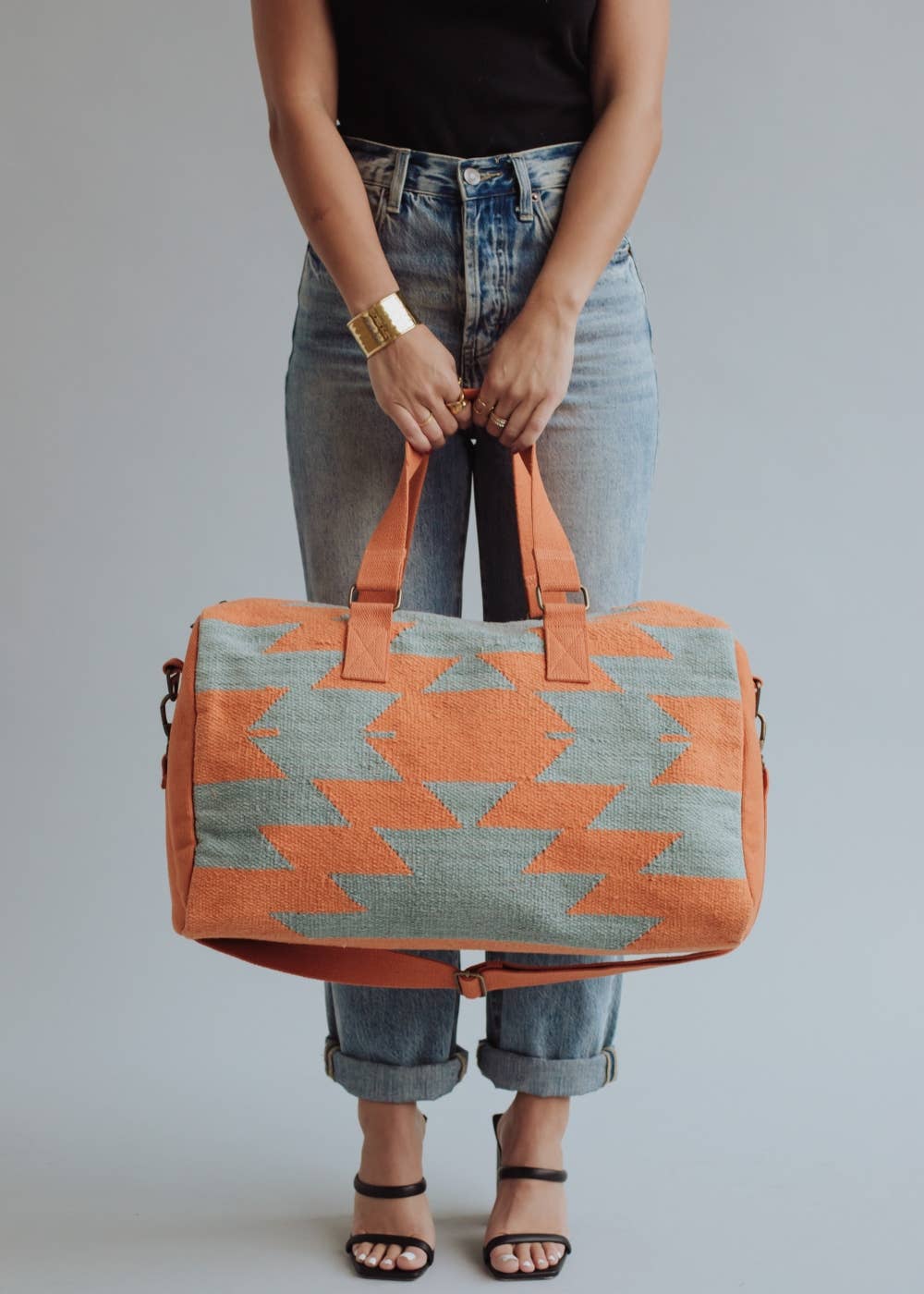 Slate & Orange Aztec Duffel