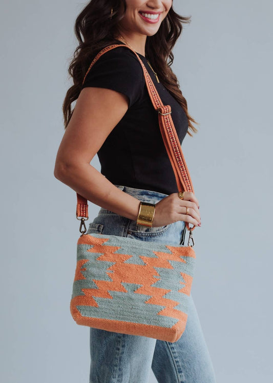 Slate & Orange Aztec Crossbody Bag
