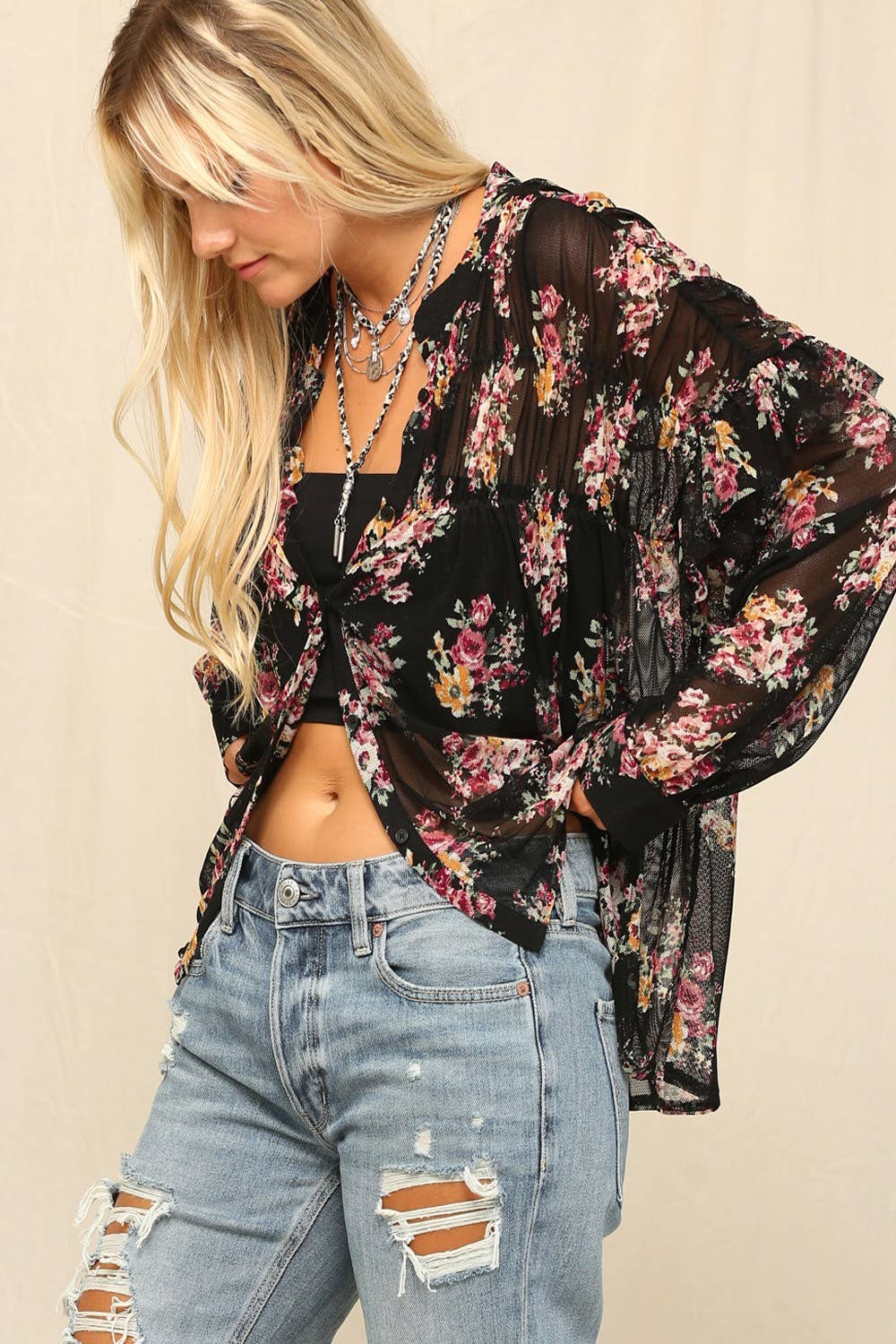 Floral Button-Down Blouse