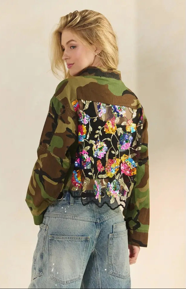 Camo in Bloom Sequin Jacket
