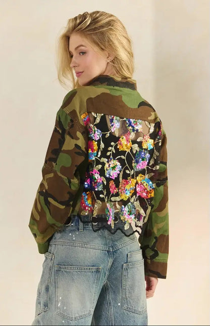 Camo in Bloom Sequin Jacket