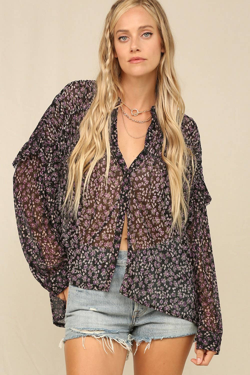 Floral Button-Down Blouse